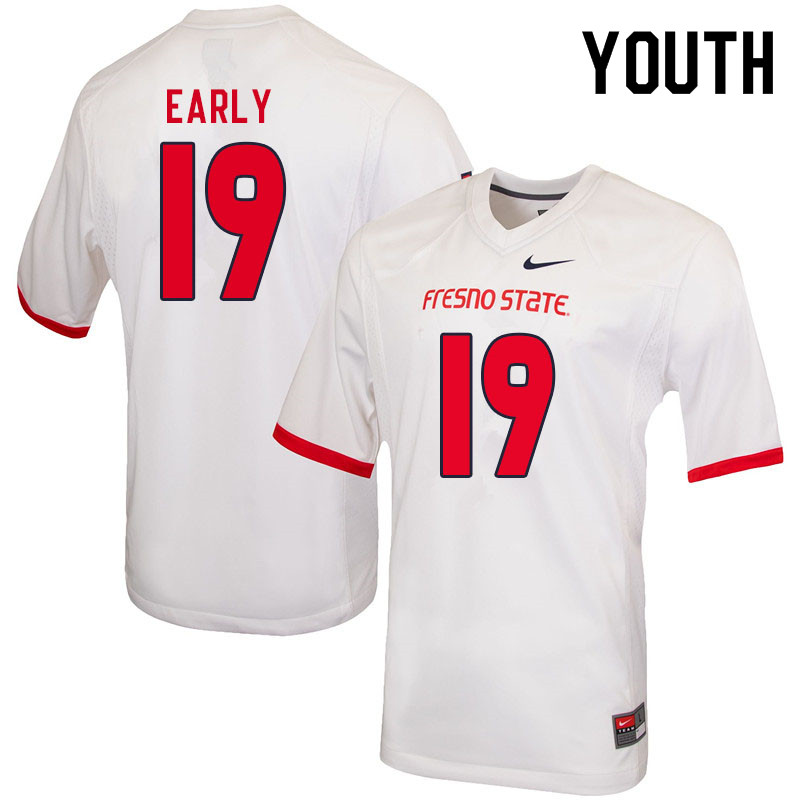 Youth #19 Jalan Early Fresno State Bulldogs College Football Jerseys Sale-White - Click Image to Close